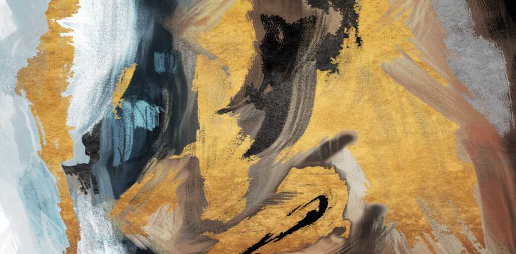 painting woman s face with gold background blue white face