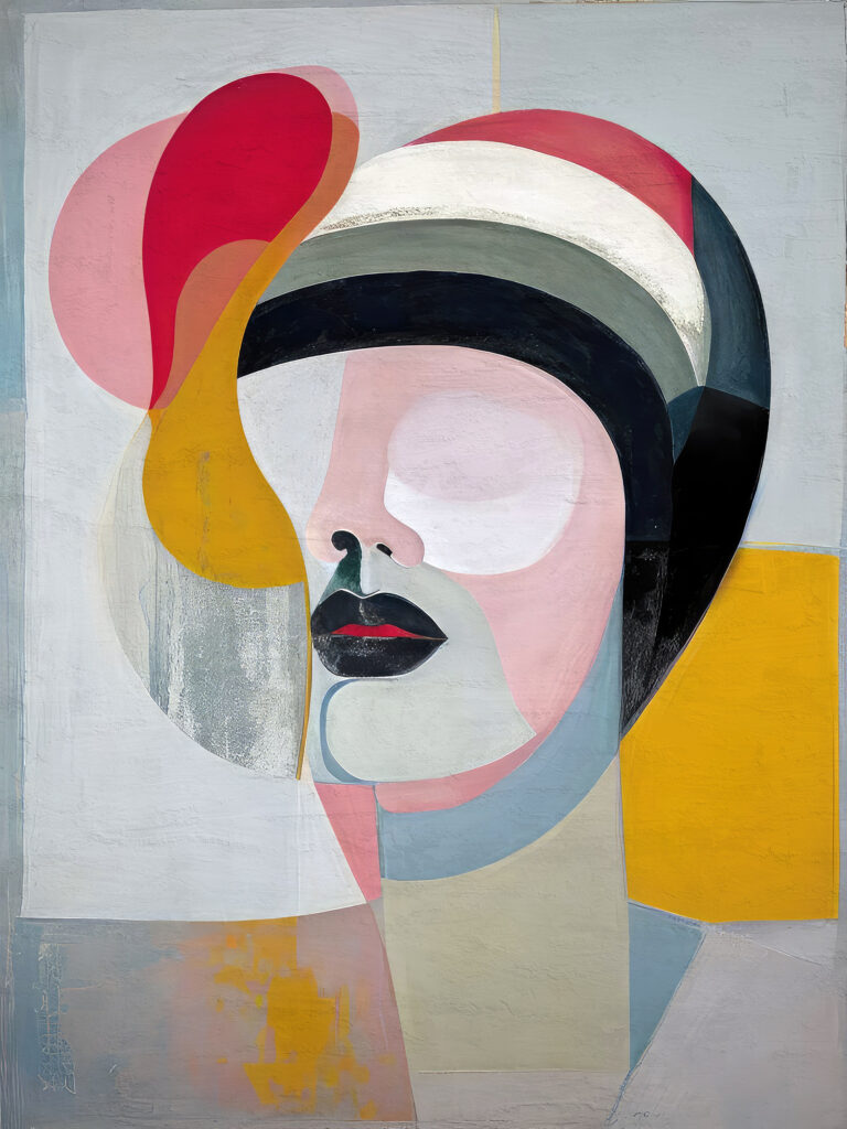 scandinavian woman portrait painting artistic face fashion artwork magazine cover background